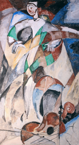 Агапов Игорь Александрович. Клоун-Арлекин. Холст, масло. 170х94. 1963. Тульский музей изобразительных искусств.