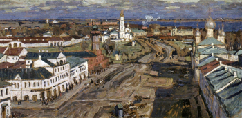 Петровичев Пётр Иванович. Ростов Великий. Картон, темпера. 70х141. Севастопольский художественный музей имени М.П.Крошицкого.
