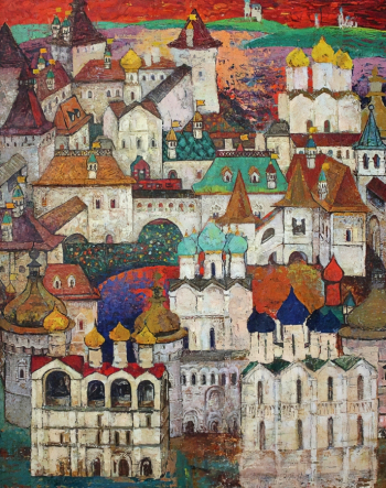 Радченко Евгений Вячеславович. Ростов Великий. Кремль. Фанера, масло. 150х118,8. 1980-е. Художественная галерея (Кострома).