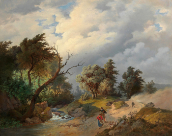 Йозеф Крихубер. Пейзаж во время шторма. Холст, масло. 52,5х65,5. 1864. Частная коллекция.