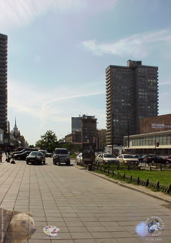 Улица Новый Арбат в Москве. Вид улицы Новый Арбат в сторону Новоарбатского моста от Московского дом книги.
