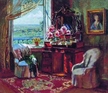 Жуковский Станислав Юлианович. Интерьер комнаты. Холст, масло. 86х103. 1920. Государственный музей искусств Республики Казахстан имени Абылхана Кастеева.