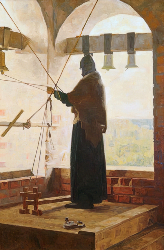 Зудов Николай Иванович. Утро на колокольне. Холст, масло. 105х70. 2000. Серпуховский историко-художественный музей.