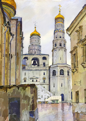 Мануйлов Игорь Леонидович. Колокольня Ивана Великого. Картон, масло. 70х50. 1965. Воронежский областной художественный музей имени И.Н.Крамского.
