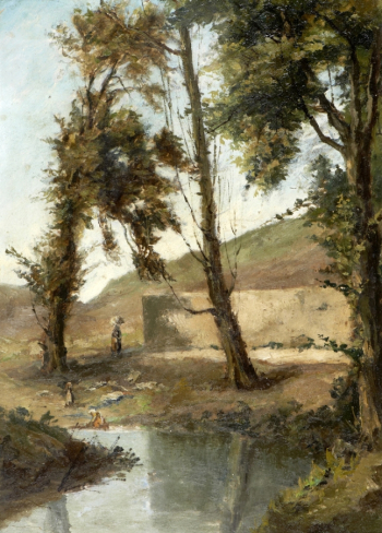 Альфредо Кейль (Альфреду Кейл). Пейзаж с ручьем. Холст, масло. 19 век. Частная коллекция.