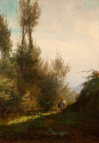 Альфредо Кейль (Альфреду Кейл). Пейзаж с фигурами. Холст, масло. 1881. Частная коллекция.