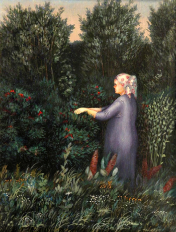 Конькин Георгий Георгиевич. Сбор шиповника. Холст, масло. 50х38. До 1985 года. Курганский областной художественный музей.