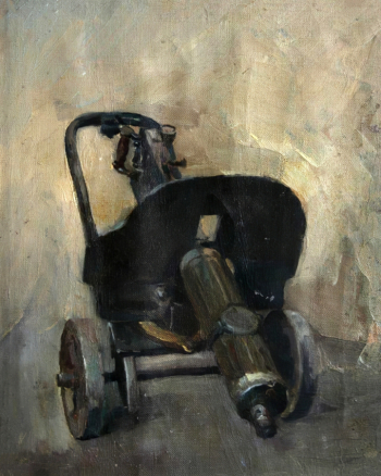 Кобелев Серафим Иванович. Пулемёт. Бумага, масло. 28х33. 1950-е. Ордынский историко-художественный музей.