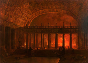 Робер Гюбер. Пожар Рима. Холст, масло. 215,5х300,2. 1785. Государственный музей-заповедник `Павловск`.
