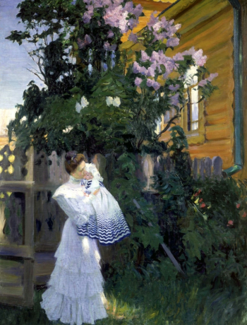 Кустодиев Борис Михайлович. Сирень. Холст, масло. 183х136. 1906. Государственный Русский музей.