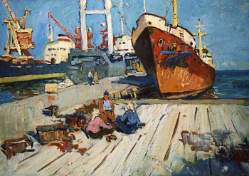 Севостьянов Геннадий Кириллович. В порту. Холст, масло. 48х68. 1967. Частное собрание.