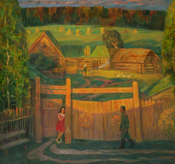 Салимзянов Наиль Каюмович. Свидание. Холст, масло. 85х90. 1980. Оренбургский областной музей изобразительных искусств.