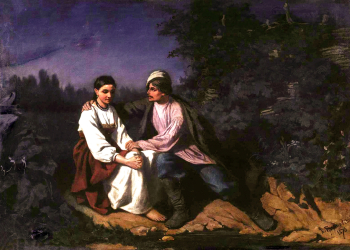 Трутовский Константин Александрович. Свидание. Холст, масло. 55х77. 1870. Харьковский художественный музей.