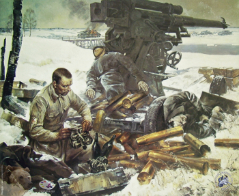 Присекин Николай Сергеевич. Наше дело правое. Холст, масло. 153х190. 1984-1985. Студия военных художников имени М.Б.Грекова.