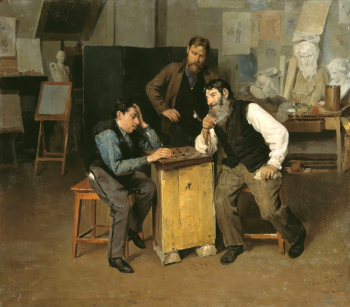 Антипов Пётр Антипович. Игра в шашки. Холст, масло. 1898. Пензенская областная картинная галерея имени К.А.Савицкого.