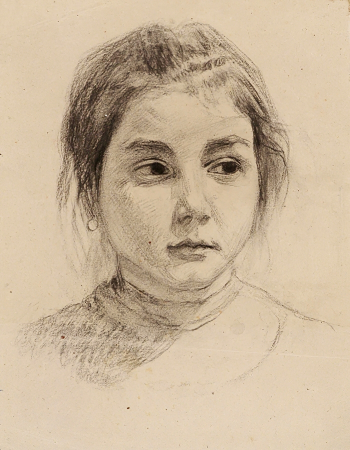 Альперович Лев (Лейба) Абрамович. Портрет девочки. Бумага, уголь. 35,5х27,5. 1910-е. Национальный художественный музей Республики Беларусь.