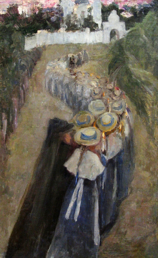 Альперович Лев (Лейба) Абрамович. Похороны гимназистки. Холст, масло. 105х64. 1910-е. Национальный художественный музей Республики Беларусь.