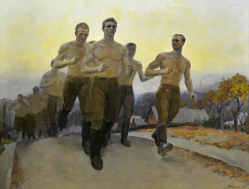 Ятченко Юрий Николаевич. Солдатское утро. Холст, масло. 138х168. 1972. Государственный музейно-выставочный центр РОСИЗО.