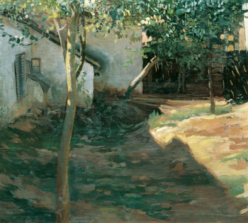 Хуберт Ланда. В сливовом саду. Холст, масло. 43,5х48. 1910-1911. Галерея Бельведер.