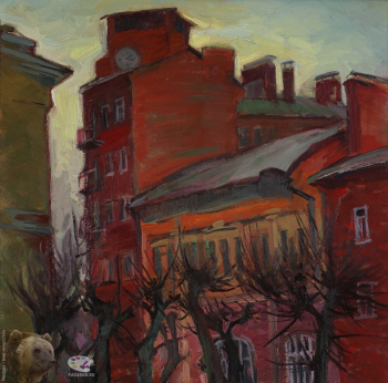 Захаркина Анна Владимировна. Русский Манчестер. Холст, масло. 60х60. 2019. Авторское собрание.