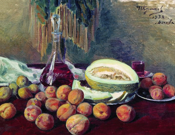 Куликов Иван Семёнович. Персики. Холст, масло. 1938. Дом-музей И.С.Куликова.