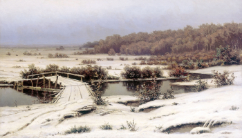 Волков Ефим Ефимович. Ранний снег. Холст, масло. 86х147. 1883. Государственная Третьяковская галерея.