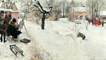 Карл Ларсон. Живописец под открытым небом. Холст, масло. 119х209. 1886. Национальный музей Швеции.
