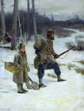 Коровин Пётр Иванович. Охотник. Холст, масло. 53,5х40. Конец 19 или начало 20 века. Иркутский областной художественный музей имени В.П.Сукачева.
