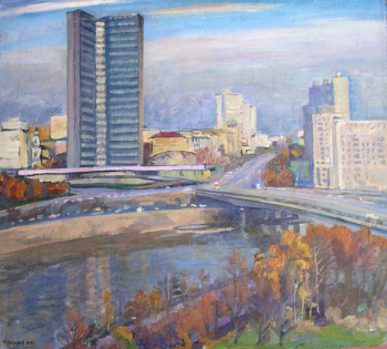 Окороков Борис Владимирович. Новый Арбат. Холст, масло. 90x80. 1985. Частное собрание.