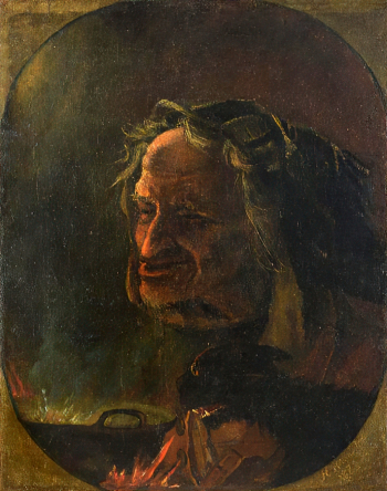 Алексеев (Сыромянский, Сыромятский) Николай Михайлович. Гадания. Холст, масло. 43х34,5. 1875. Челябинский государственный музей изобразительных искусств.
