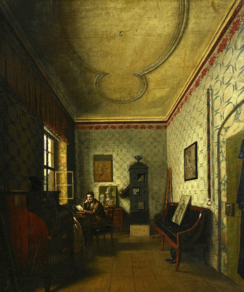 Александр Лессер. Интерьер комнаты. Холст, масло. 1833. Дворец в Виланове.