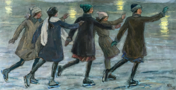 Чернышёв Николай Михайлович. На каток. Холст, масло. 53х106. 1958. Саратовский государственный художественный музей имени А.Н.Радищева.