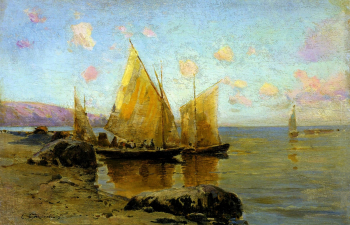 Васильковский Сергей Иванович. Паруса. Фанера, масло. 23х36. 1900-е. Национальный художественный музей (Киев).