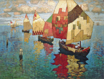 Горбатов Константин Иванович. Парусники в море. Бумага на холсте, масло. 1929. Частная коллекция.