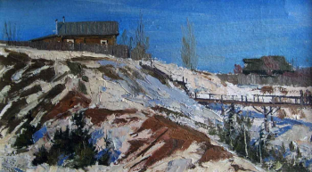 Дятлов Николай Николаевич. Скоро весна. Картон, масло. 14х25. 1987. Частное собрание.