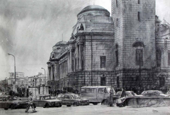 Дятлов Николай Николаевич. Киевский вокзал в Москве. Бумага, акварель, тушь. 46х67. 1993. Частное собрание.