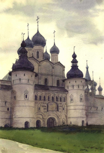 Дятлов Николай Николаевич. Ростов Великий. Бумага, акварель. 23х36. 1995. Частное собрание.
