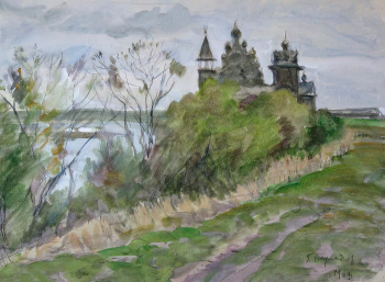 Берендгоф Борис Сергеевич. На острове Кижи. Бумага, акварель. 32х44. 1966. Историко-этнографический музей-заповедник Шушенское.