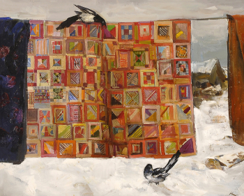 Никольский Анатолий Николаевич. Пейзаж с сороками. Холст, масло. 80х100. 1992. Новосибирский государственный художественный музей.