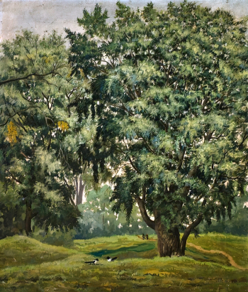 Плеханов Николай Иванович. Пейзаж с сороками. Холст, масло. 59х50. 1925-1935. Самарский областной художественный музей.