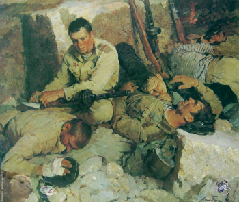 Бут Николай Яковлевич. Письмо маме. Холст, масло. 150х180. 1970. Студия военных художников имени М.Б.Грекова.