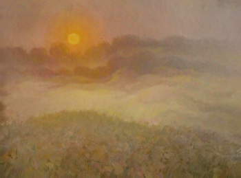 Киселёва Елизавета Васильевна. Солнце и туман. Картон, масло. 50х70. 1982. Государственный музей изобразительных искусств Республики Татарстан.