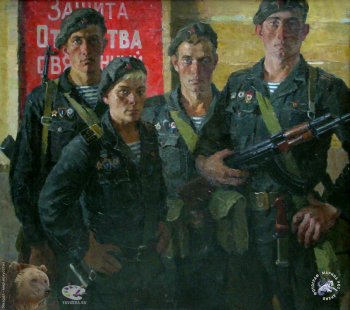 Бут Николай Яковлевич. Морские пехотинцы. Холст, масло. 130х150. 1968. Студия военных художников имени М.Б.Грекова.