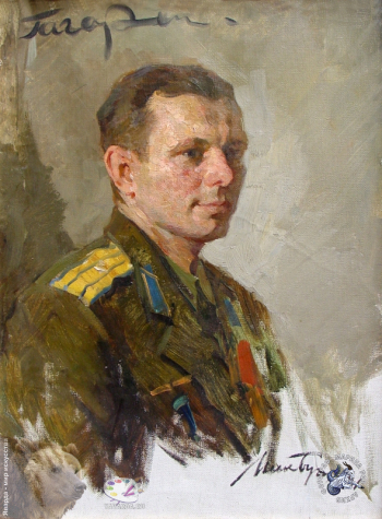 Бут Николай Яковлевич. Первый космонавт Ю.А.Гагарин. Холст, масло. 75х55. 1961. Студия военных художников имени М.Б.Грекова.
