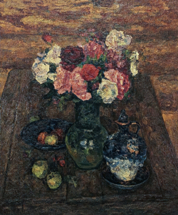 Латышенко Николай Павлович. Натюрморт с розами. Холст, масло. 97х80. 1986. Староладожский историко-архитектурный и археологический музей-заповедник.