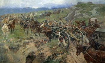 Рубо Франц Алексеевич. Живой мост. Холст, масло. 214х354. 1897. Музей-панорама `Бородинская битва`.