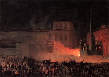 Брюллов Карл Павлович. Политическая демонстрация в Риме в 1846 году. Холст, масло. 50х61. 1850. Тамбовская областная картинная галерея.