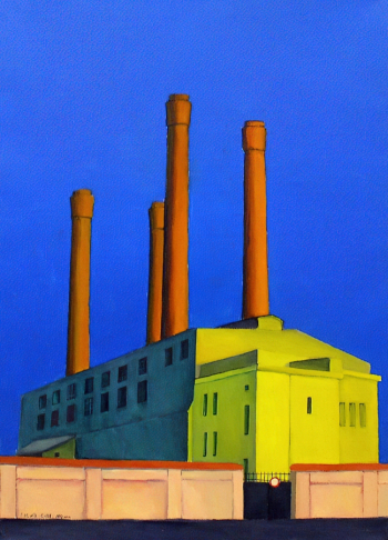 Малинина Юлия Михайловна. Розовый забор. ГЭС №3. Санкт-Петербург. Холст, масло. 70х50. 2014. Государственный историко-художественный музей Новый Иерусалим.
