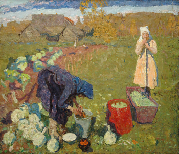Ткачёв Алексей Петрович. Рубят капусту. Холст, масло. 88х102. 1967. Государственный музей изобразительных искусств Республики Татарстан.