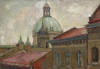 Лансере Евгений Евгеньевич. Вид Ивановского монастыря, Москва. Холст, масло. 48х70. 1923. Частная коллекция.